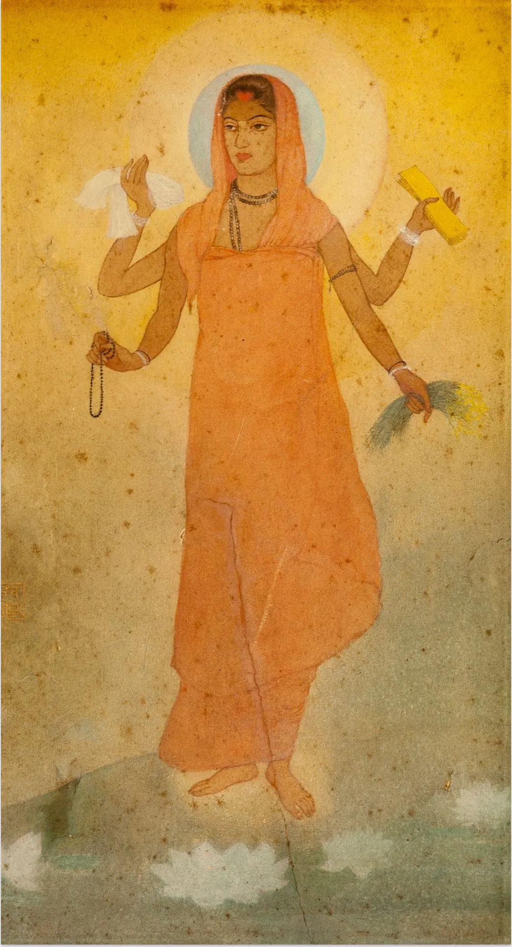 A painting of a four-armed female figure personifying India