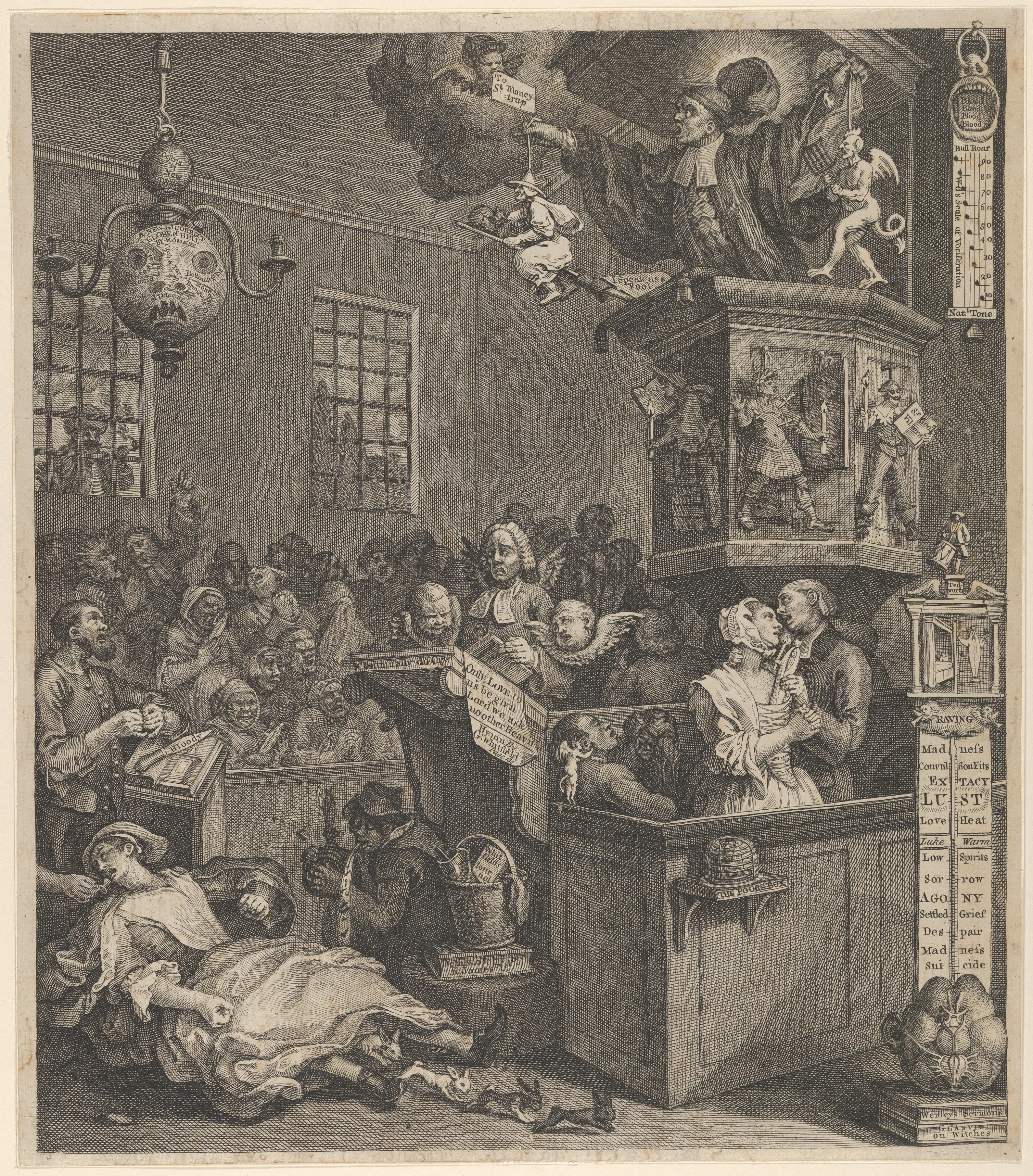 Hogarth engraving satirising a preacher and his credulous congregation