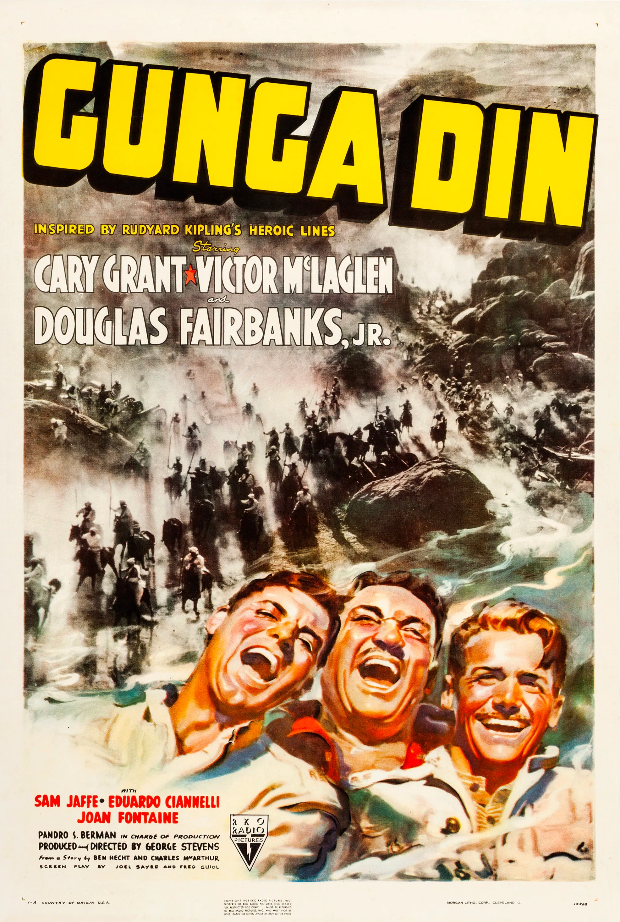 The US poster for the film Gunga Din, with its title and cast billing