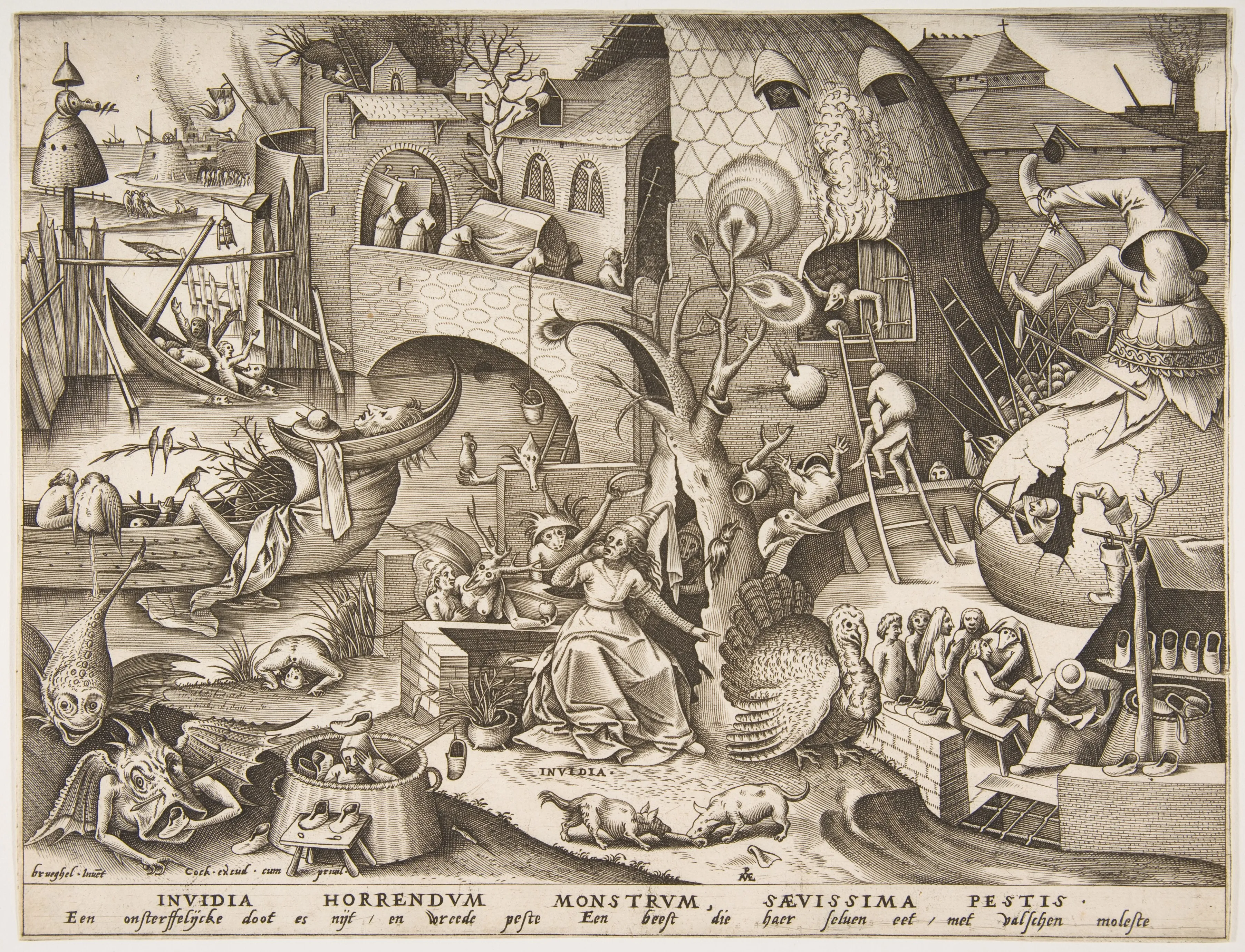 Engraving of Envy from Bruegel's Seven Deadly Sins series